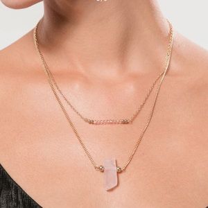 Double Layer GoldTone Quartz Necklace